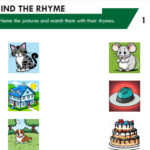 free find the rhyme worksheet for kindergarten