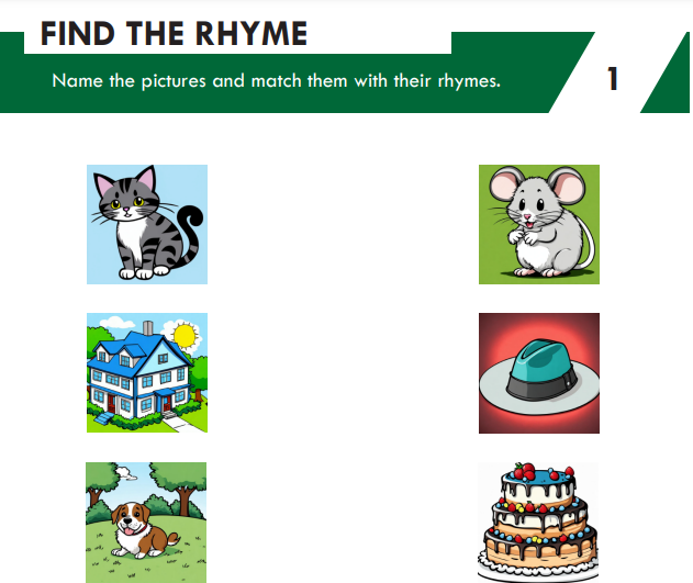 free find the rhyme worksheet for kindergarten